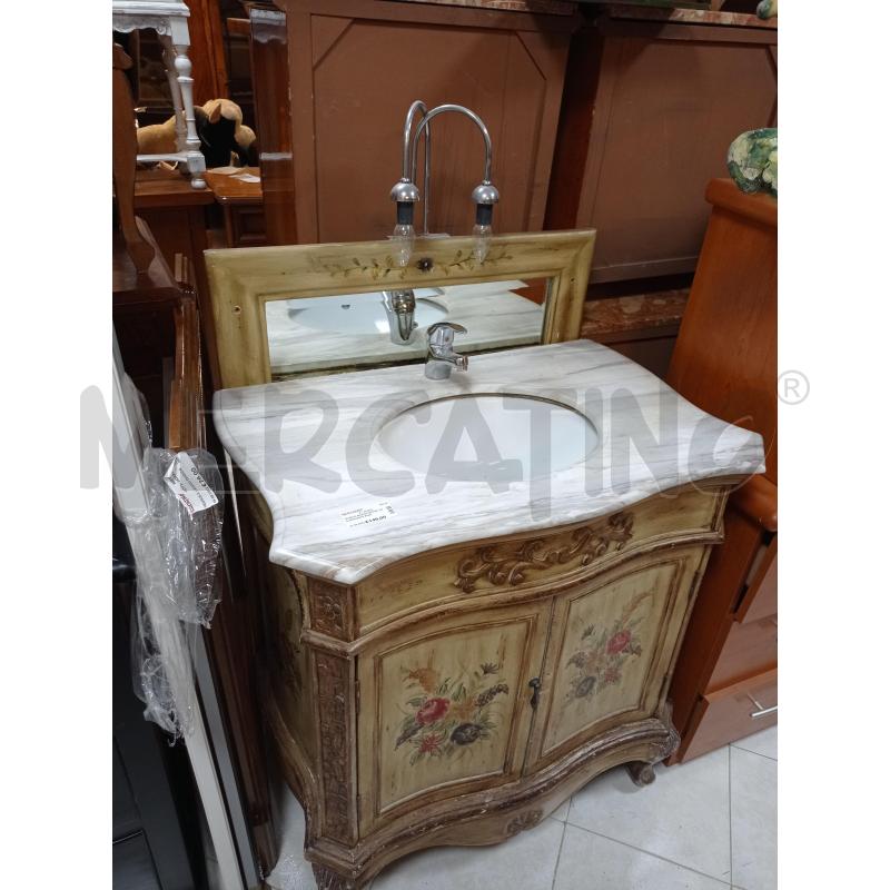MOBILE BAGNO BEIGE CON DISEGNI E PIANO IN MARMO | Mercatino dell'Usato Ciampino 1