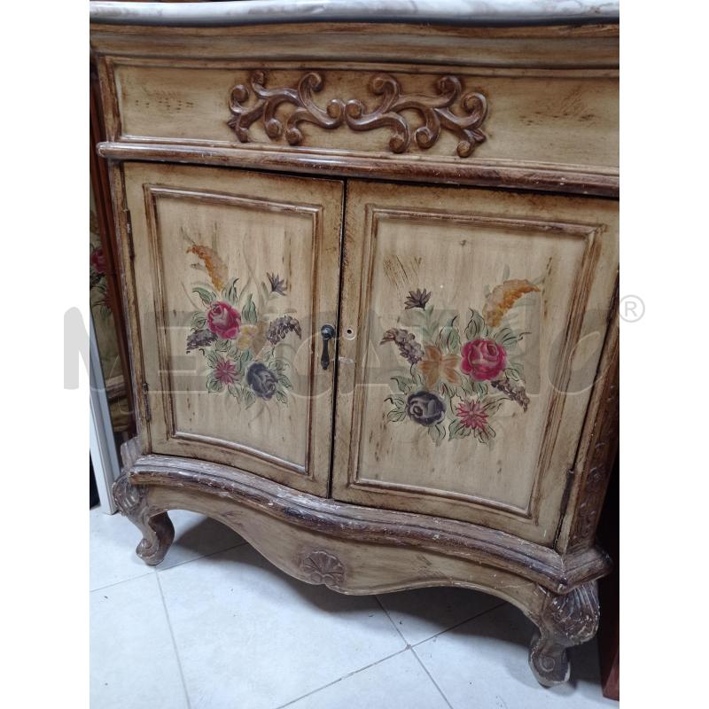 MOBILE BAGNO BEIGE CON DISEGNI E PIANO IN MARMO | Mercatino dell'Usato Ciampino 2
