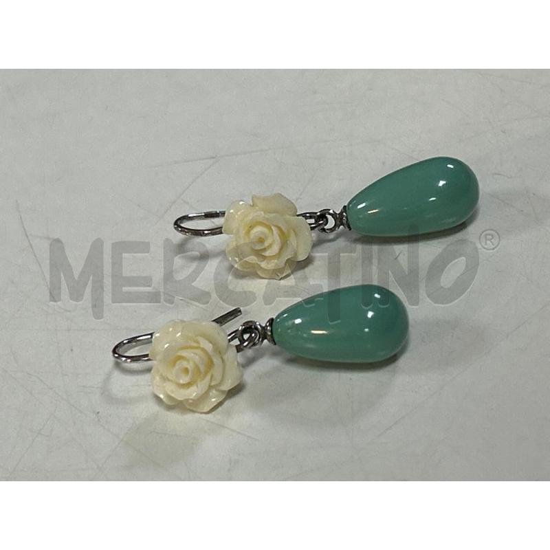 ORECCHINI ARG925 PEND FIORE BIANCO GOCCIA CELESTINA | Mercatino dell'Usato Ciampino 1