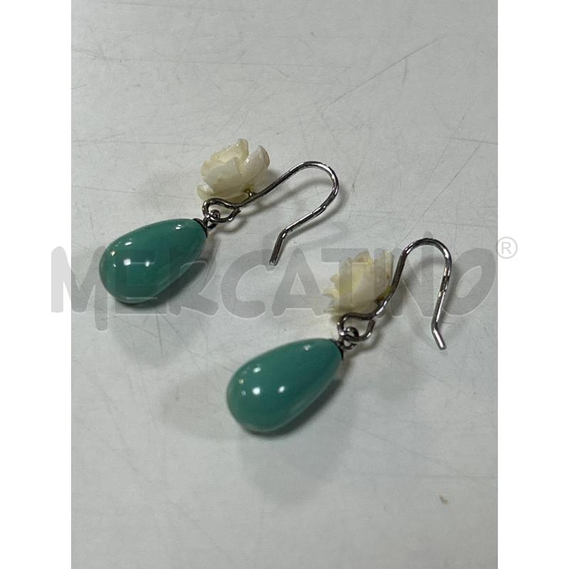 ORECCHINI ARG925 PEND FIORE BIANCO GOCCIA CELESTINA | Mercatino dell'Usato Ciampino 2