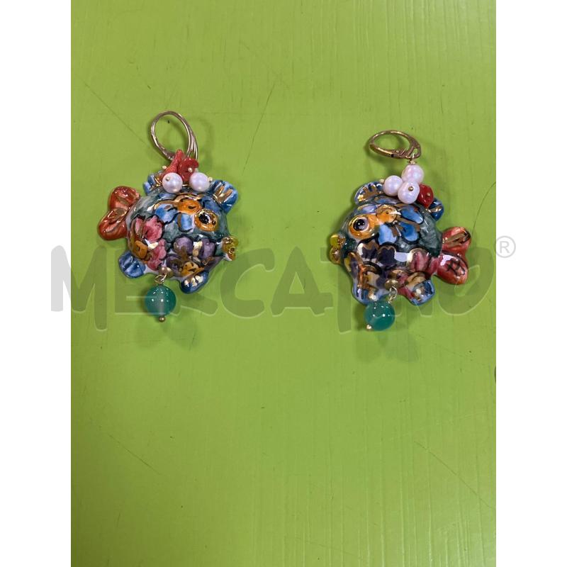 ORECCHINI PESCIOLINI CERAMICA PERLINE E PZ.CORALLO | Mercatino dell'Usato Ciampino 1