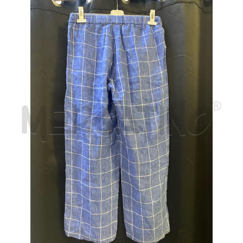 PANTALONE DONNA DIEGA CELESTE QUADRI IN LINO | Mercatino dell'Usato Ciampino 3