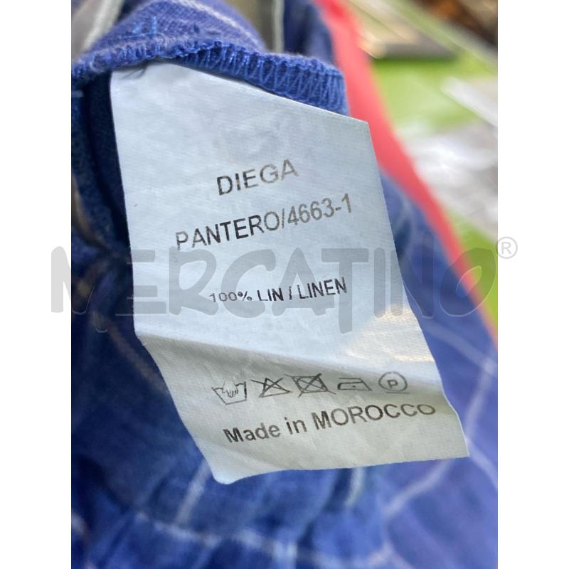 PANTALONE DONNA DIEGA CELESTE QUADRI IN LINO | Mercatino dell'Usato Ciampino 4
