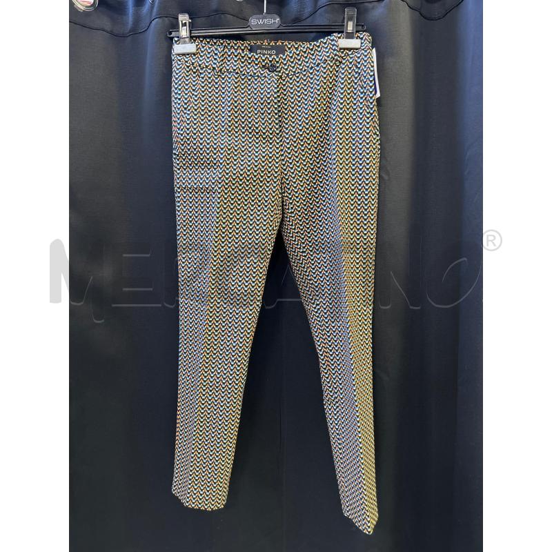 PANTALONE DONNA PINKO NERO QUADRI COLORATI | Mercatino dell'Usato Ciampino 1