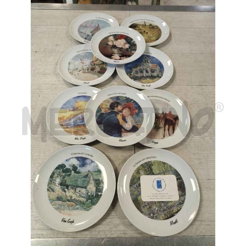 PIATTI PZ. 10 PORCELLANA TOGNANA PIATTI D'AUTORE PITTORI ED OPERE | Mercatino dell'Usato Ciampino 1