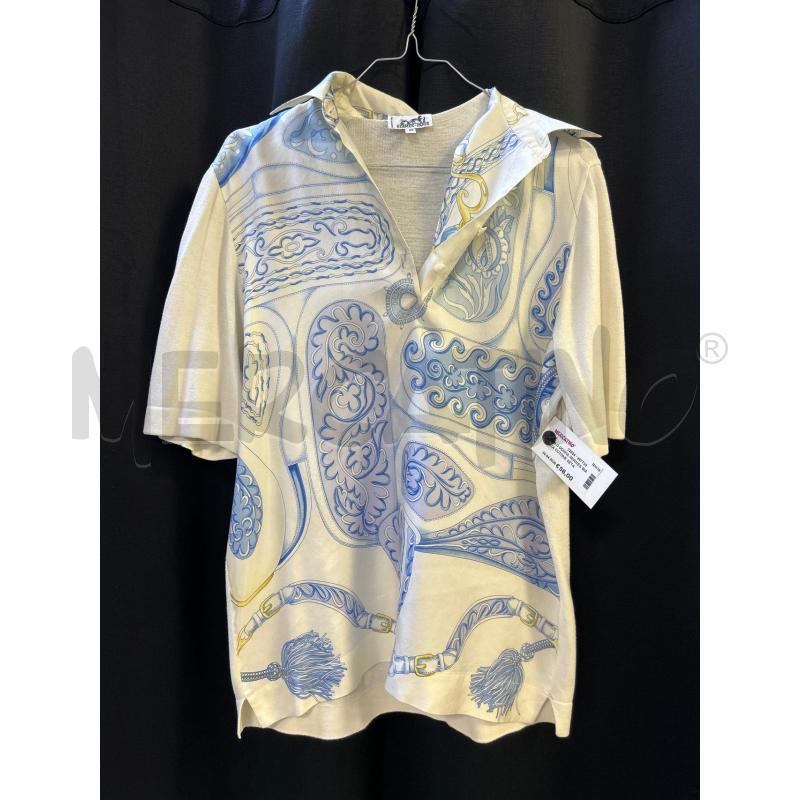 POLO DONNA HERMES BIANCA COTONE SETA CASHMERE | Mercatino dell'Usato Ciampino 1