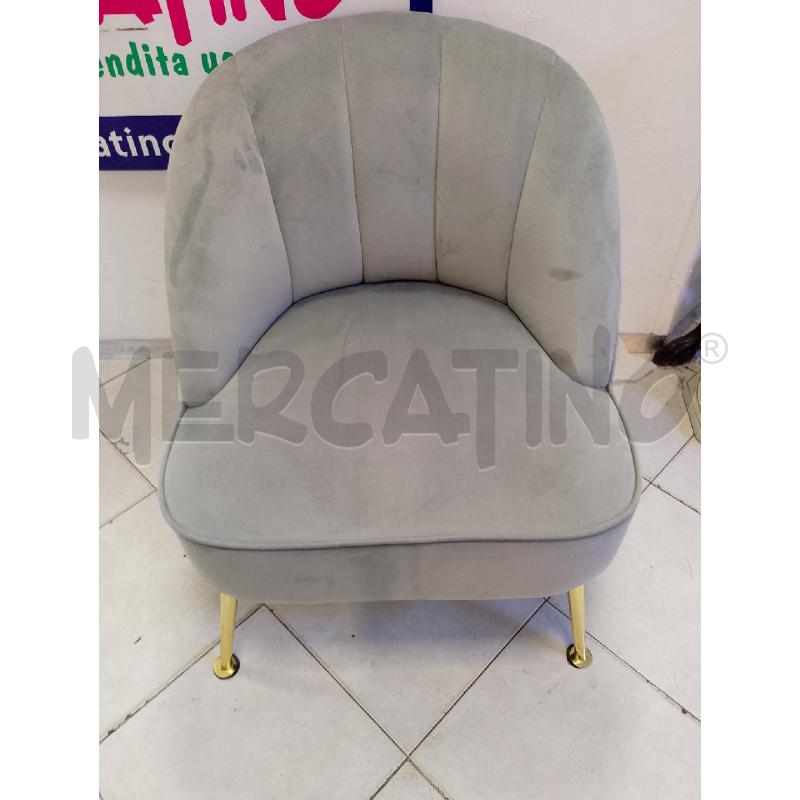 POLTRONCINA CON CONTENITORE IN VELLUTO GRIGIA GAMBE DORATE | Mercatino dell'Usato Ciampino 1