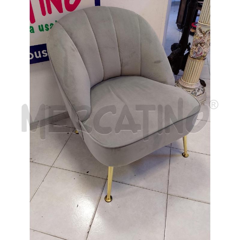 POLTRONCINA CON CONTENITORE IN VELLUTO GRIGIA GAMBE DORATE | Mercatino dell'Usato Ciampino 2