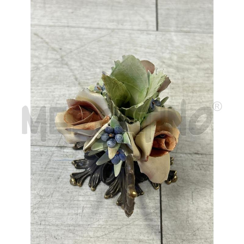 PORTA CANDELA IN CERAMICA FIORE SU BASE IN FERRO | Mercatino dell'Usato Ciampino 2