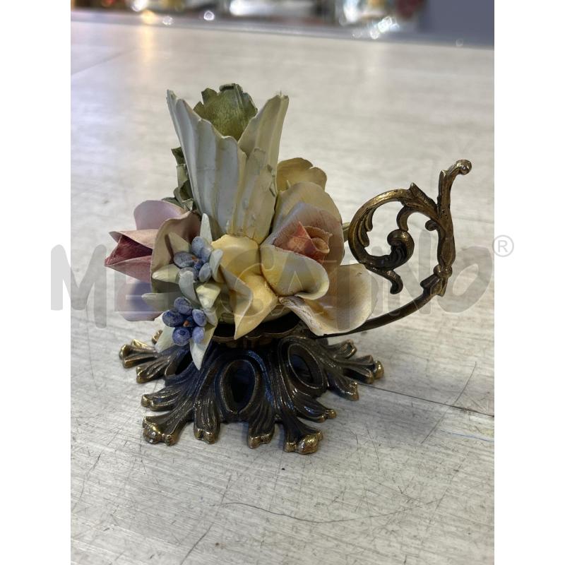 PORTA CANDELA IN CERAMICA FIORE SU BASE IN FERRO | Mercatino dell'Usato Ciampino 1