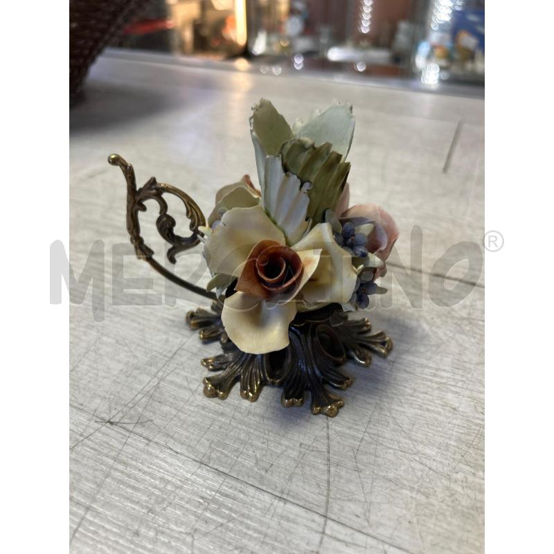 PORTA CANDELA IN CERAMICA FIORE SU BASE IN FERRO | Mercatino dell'Usato Ciampino 2