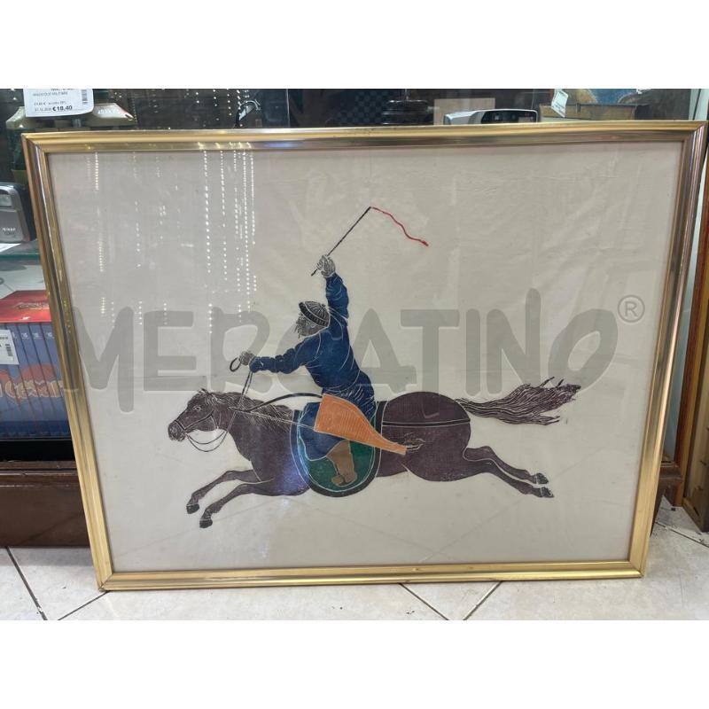 QUADRO CINESE CAVALLO BARDATO CON GUERRIERO | Mercatino dell'Usato Ciampino 1