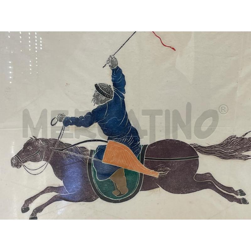 QUADRO CINESE CAVALLO BARDATO CON GUERRIERO | Mercatino dell'Usato Ciampino 2