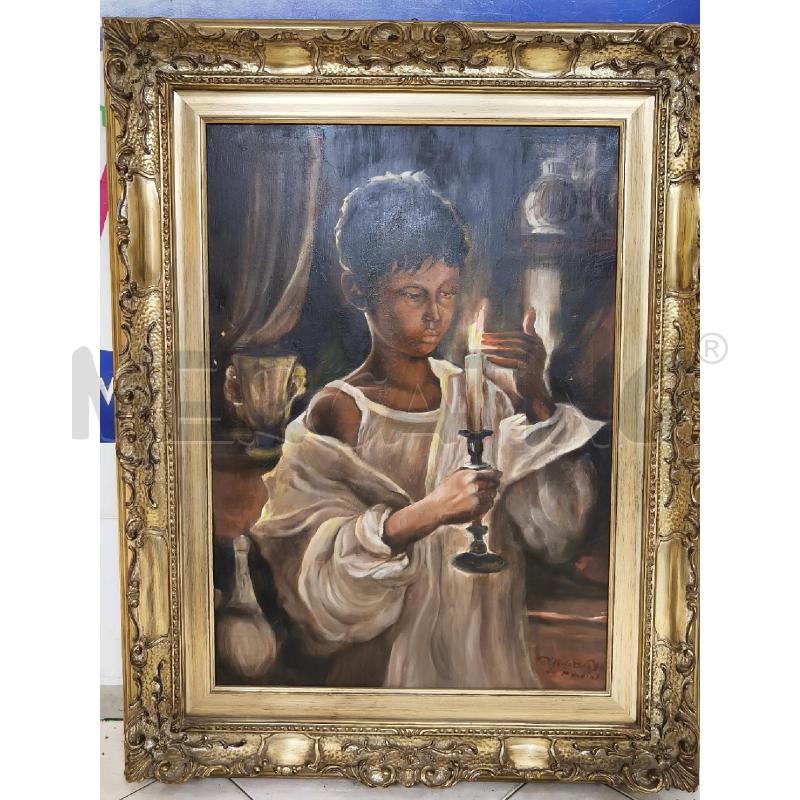 QUADRO DIPINTO ALFREDO COLLE DONNA CON CANDELA | Mercatino dell'Usato Ciampino 1