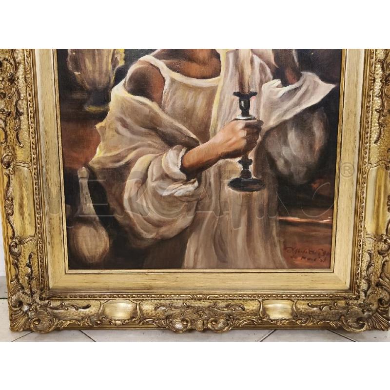 QUADRO DIPINTO ALFREDO COLLE DONNA CON CANDELA | Mercatino dell'Usato Ciampino 4