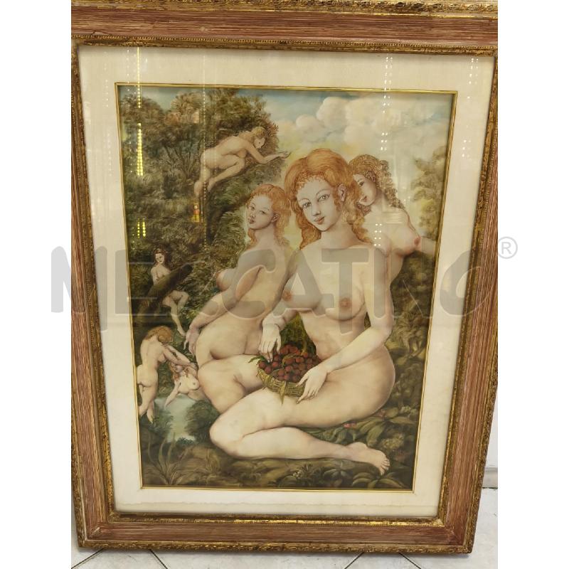 QUADRO DIPINTO ALFREDO COLLE DONNE SEDUTE CON FRUTTA | Mercatino dell'Usato Ciampino 1