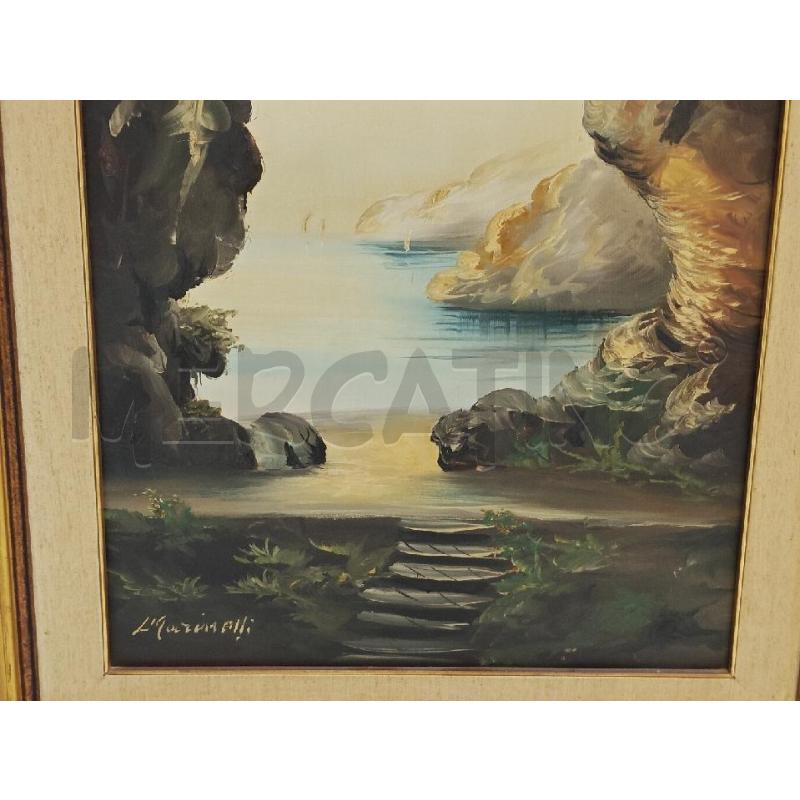 QUADRO DIPINTO L. MARINELLI SCORCIO MARE  | Mercatino dell'Usato Ciampino 4