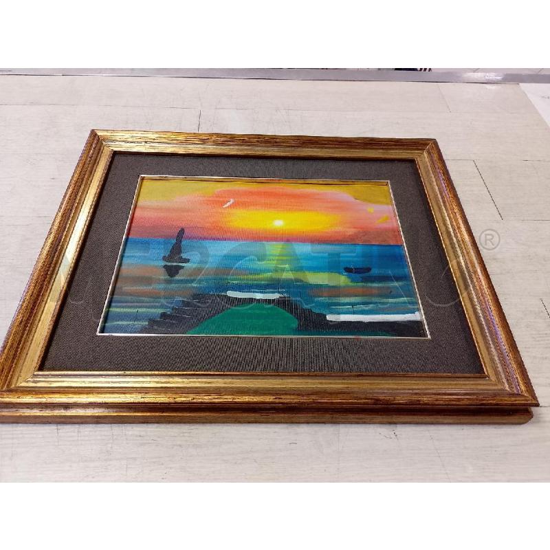 QUADRO DIPINTO MARE PONTILE TRAMONTO  | Mercatino dell'Usato Ciampino 1