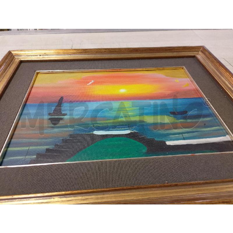 QUADRO DIPINTO MARE PONTILE TRAMONTO  | Mercatino dell'Usato Ciampino 2