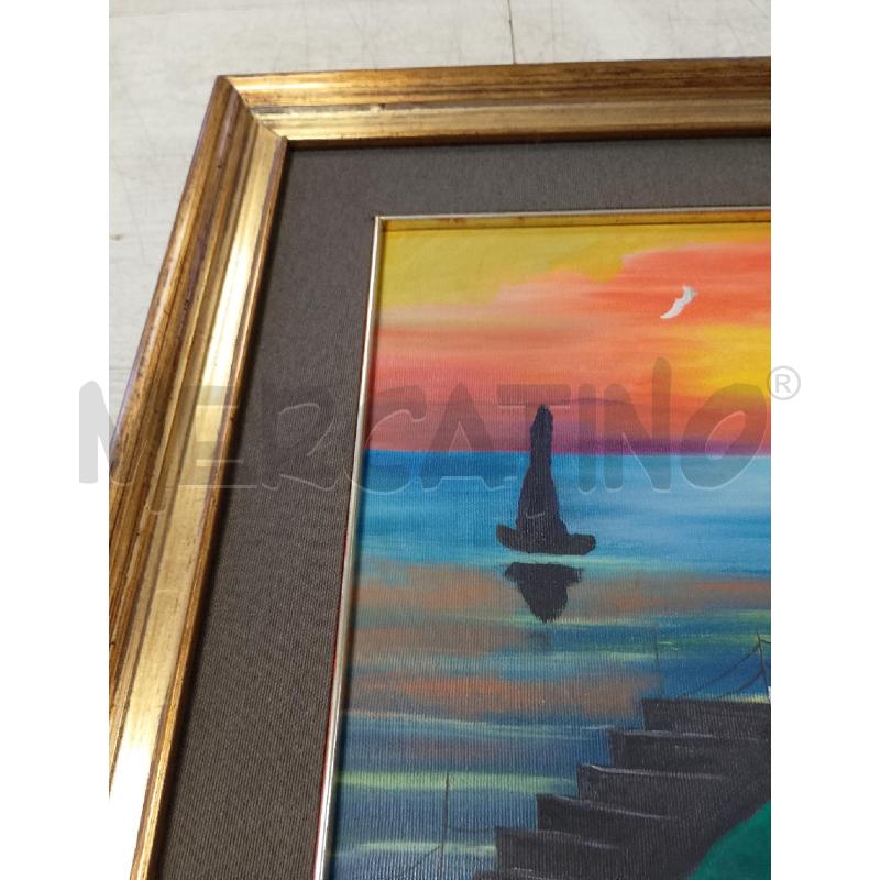 QUADRO DIPINTO MARE PONTILE TRAMONTO  | Mercatino dell'Usato Ciampino 3