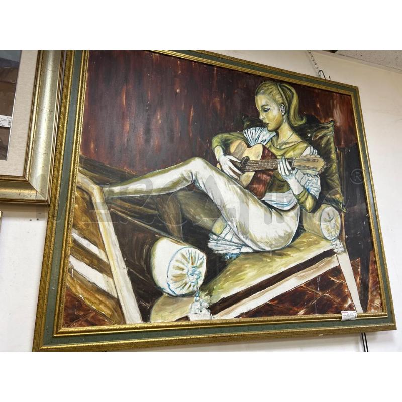 QUADRO DIPINTO RAGAZZA CON CHITARRA | Mercatino dell'Usato Ciampino 2