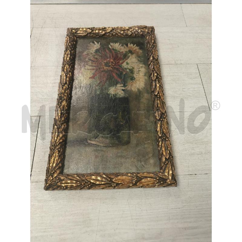 QUADRO EPOCA DIPINTO FIORI CORNICE DORATA FOGLIE | Mercatino dell'Usato Ciampino 1