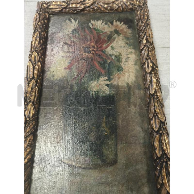 QUADRO EPOCA DIPINTO FIORI CORNICE DORATA FOGLIE | Mercatino dell'Usato Ciampino 2