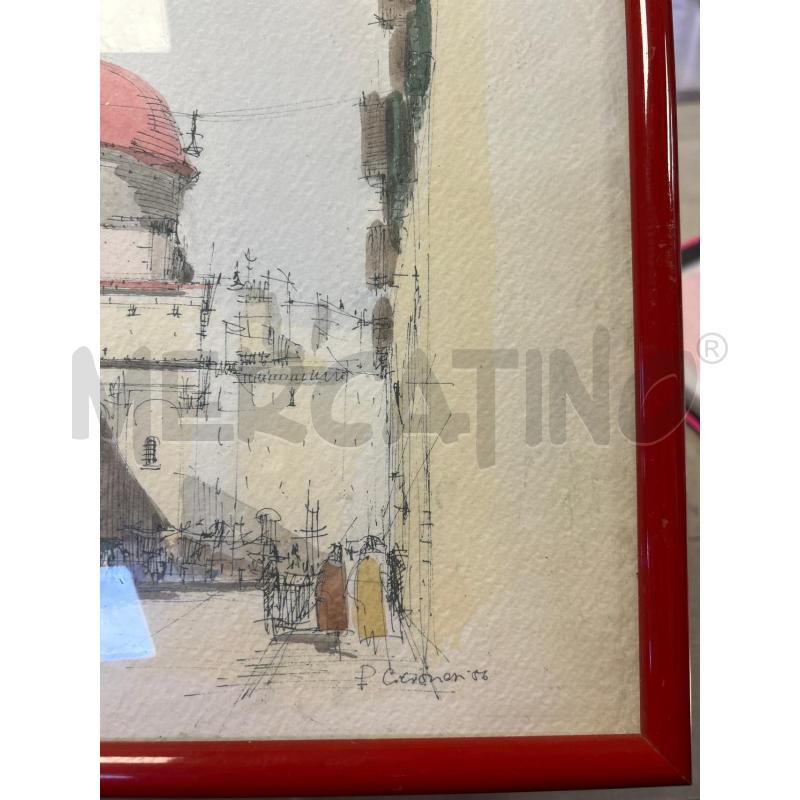 QUADRO FIRMATO FIRENZE S.LORENZO ACQUERELLO E CHINA | Mercatino dell'Usato Ciampino 2