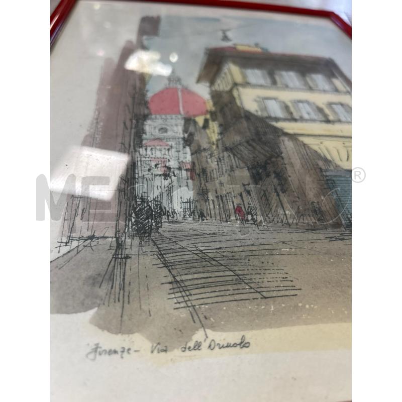 QUADRO FIRMATO FIRENZE VIA DELL'ORIUOLO ACQUARELLO E CHINA | Mercatino dell'Usato Ciampino 2