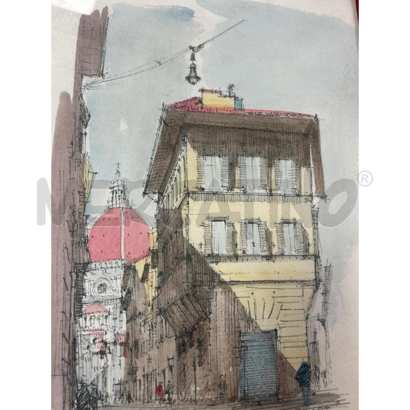 QUADRO FIRMATO FIRENZE VIA DELL'ORIUOLO ACQUARELLO E CHINA | Mercatino dell'Usato Ciampino 3