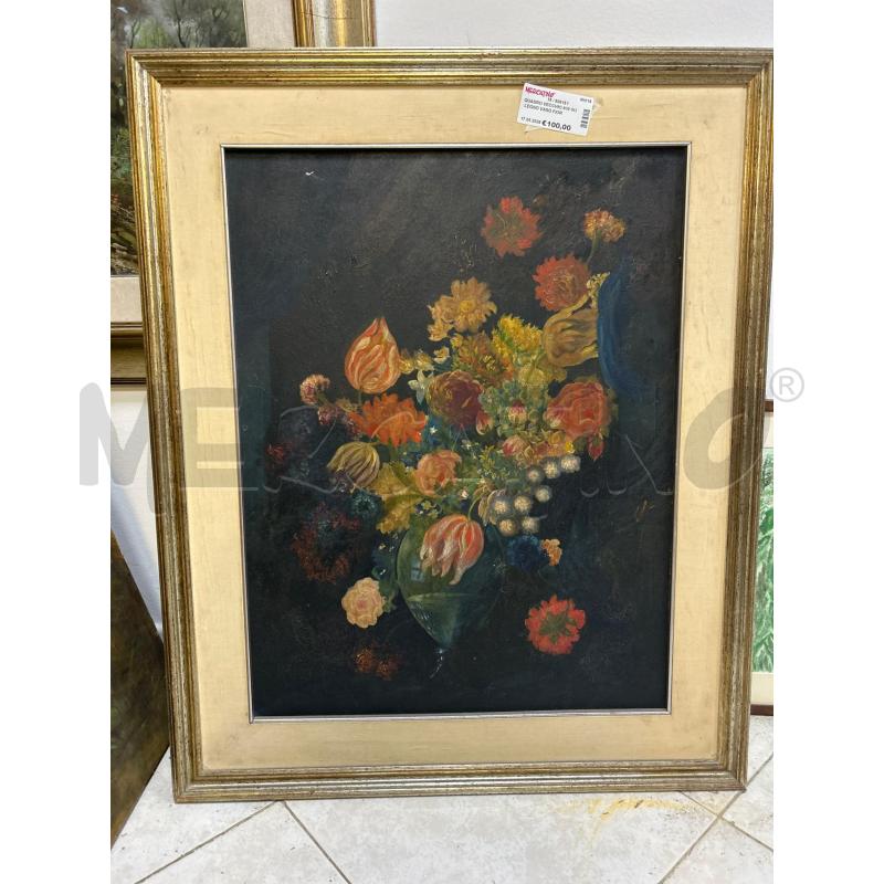 QUADRO VECCHIO 900 SU LEGNO VASO FIORI | Mercatino dell'Usato Ciampino 1