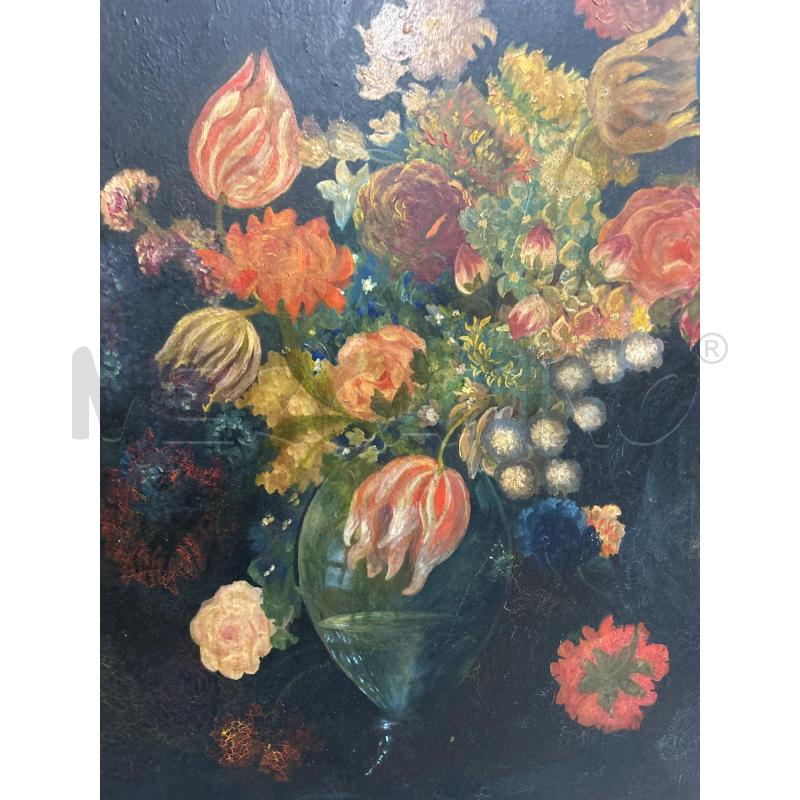 QUADRO VECCHIO 900 SU LEGNO VASO FIORI | Mercatino dell'Usato Ciampino 2