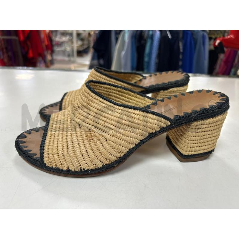 SANDALI DONNA CARRIE FORBES PAGLIA BEIGE RIF NERI TACCO BASSO | Mercatino dell'Usato Ciampino 2
