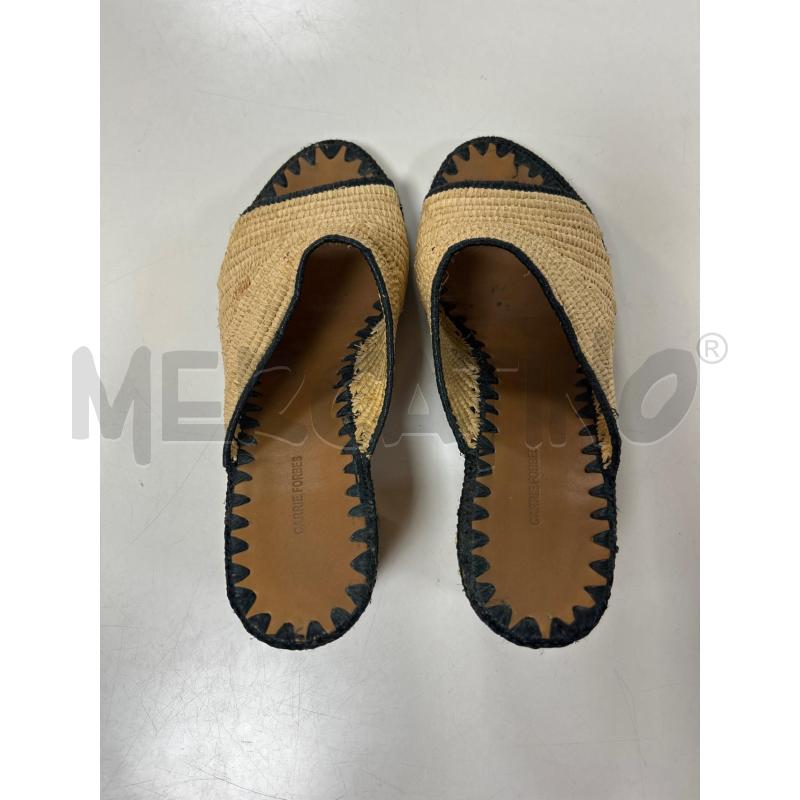 SANDALI DONNA CARRIE FORBES PAGLIA BEIGE RIF NERI TACCO BASSO | Mercatino dell'Usato Ciampino 4