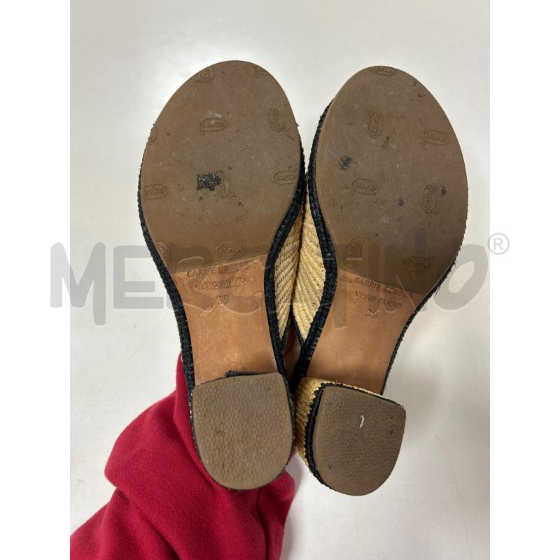 SANDALI DONNA CARRIE FORBES PAGLIA BEIGE RIF NERI TACCO BASSO | Mercatino dell'Usato Ciampino 5