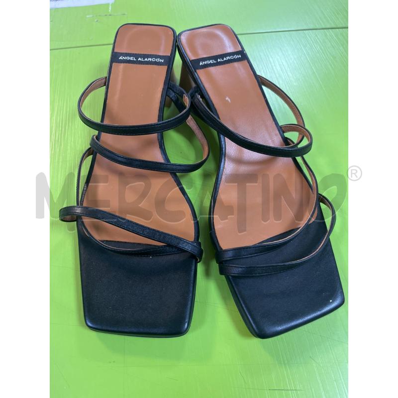 SCARPE DONNA ANGEL ALARCON APERTE TACCO BASSO NERE  | Mercatino dell'Usato Ciampino 1