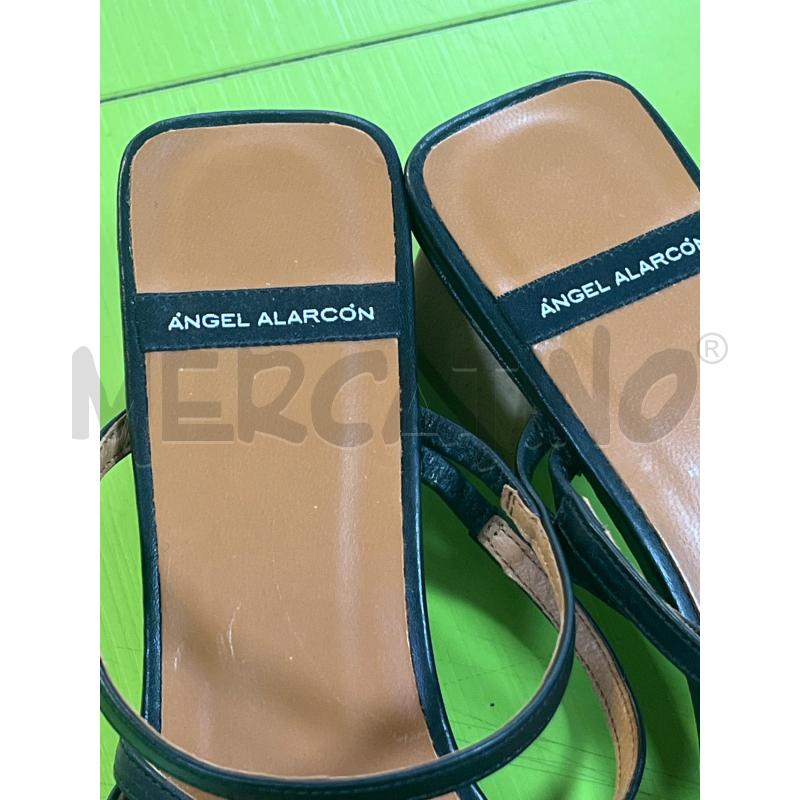 SCARPE DONNA ANGEL ALARCON APERTE TACCO BASSO NERE  | Mercatino dell'Usato Ciampino 2