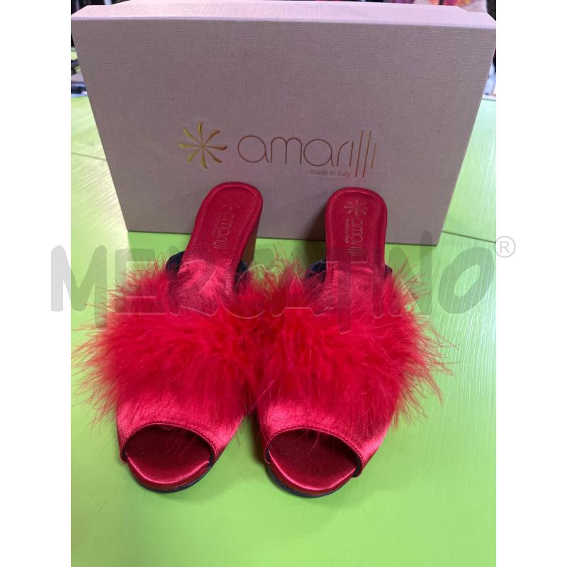 SCARPE DONNA PANTOFOLE AMARILLI ROSSE RASO PIUMA | Mercatino dell'Usato Ciampino 1
