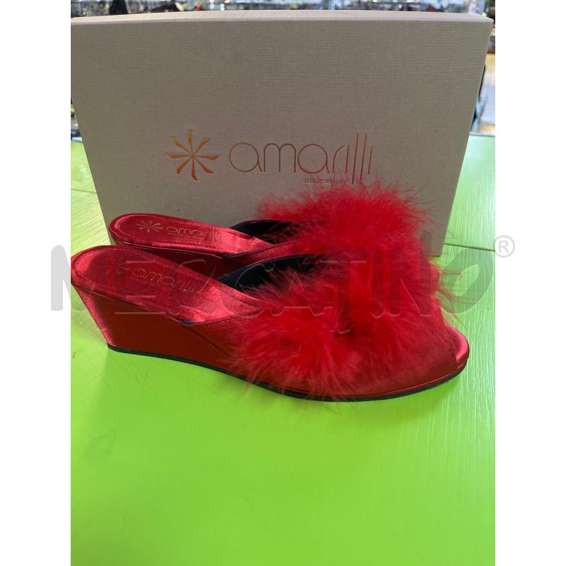 SCARPE DONNA PANTOFOLE AMARILLI ROSSE RASO PIUMA | Mercatino dell'Usato Ciampino 3