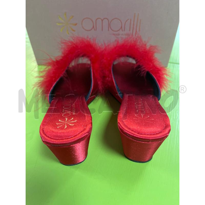 SCARPE DONNA PANTOFOLE AMARILLI ROSSE RASO PIUMA | Mercatino dell'Usato Ciampino 4