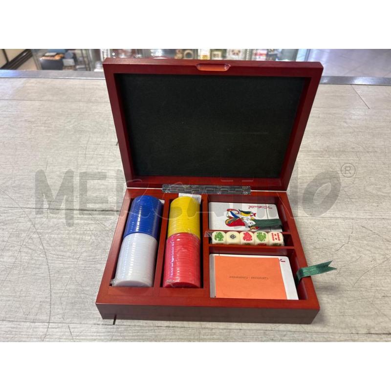 SCATOLA IN LEGNO ARG CON CARTE E FICHES | Mercatino dell'Usato Ciampino 1