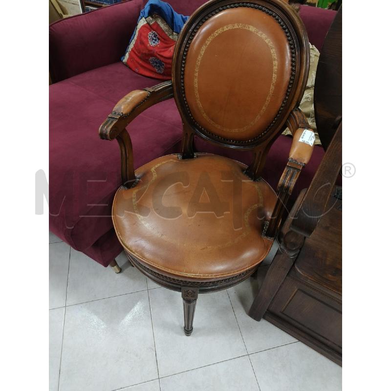 SEDIA LEGNO SEDUTA PELLE | Mercatino dell'Usato Ciampino 1