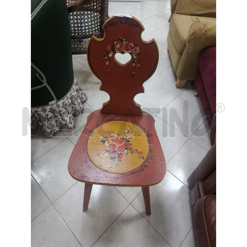SEDIA ROSSA DECORO FIORI | Mercatino dell'Usato Ciampino 1