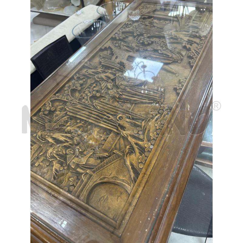 TAVOLO EPOCA IN LEGNO CON INTARSI PAESAGGIO | Mercatino dell'Usato Ciampino 2