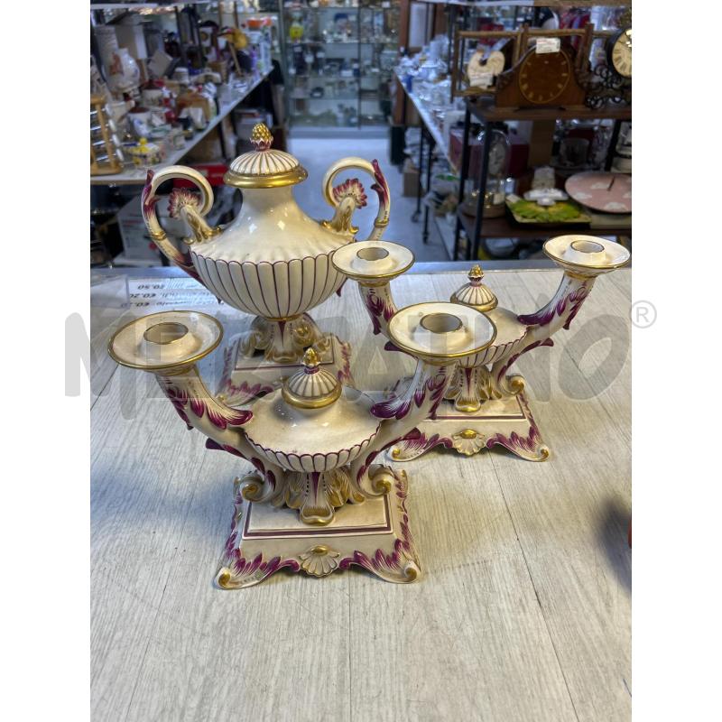 TRITTICO 2 CANDELABRI PORCELLANA E ANFORA NUMERATA | Mercatino dell'Usato Ciampino 1