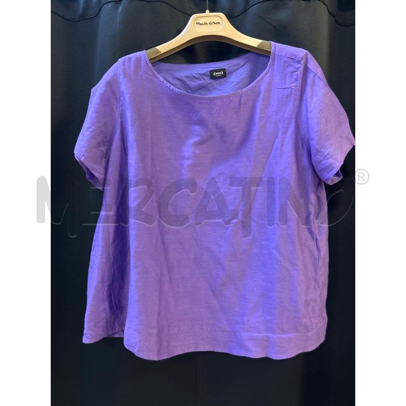 T SHIRT DONNA EMME MARELLA COTONE MISTO SETA VIOLA | Mercatino dell'Usato Ciampino 1