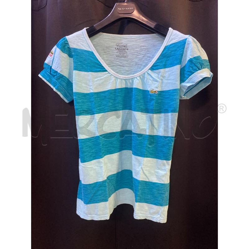 T SHIRT DONNA LACOSTE STR CELESTI TURCHESI  | Mercatino dell'Usato Ciampino 1