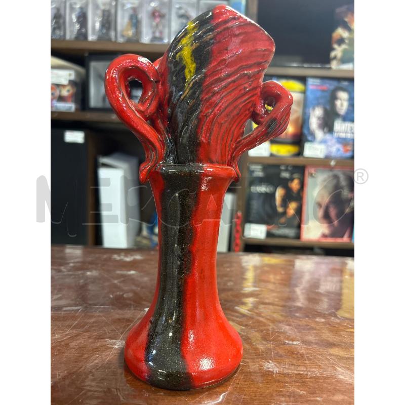 VASETTO ROSSO CERAMICA SFUMATURE NERE | Mercatino dell'Usato Ciampino 1