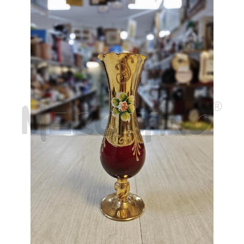 VASETTO ROSSO E DORATO CON FIORI DIPINTI | Mercatino dell'Usato Ciampino 1