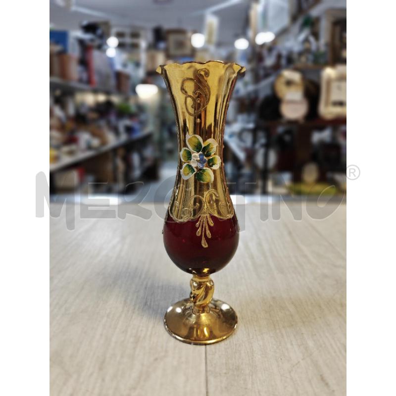 VASETTO ROSSO E DORATO CON FIORI DIPINTI | Mercatino dell'Usato Ciampino 2